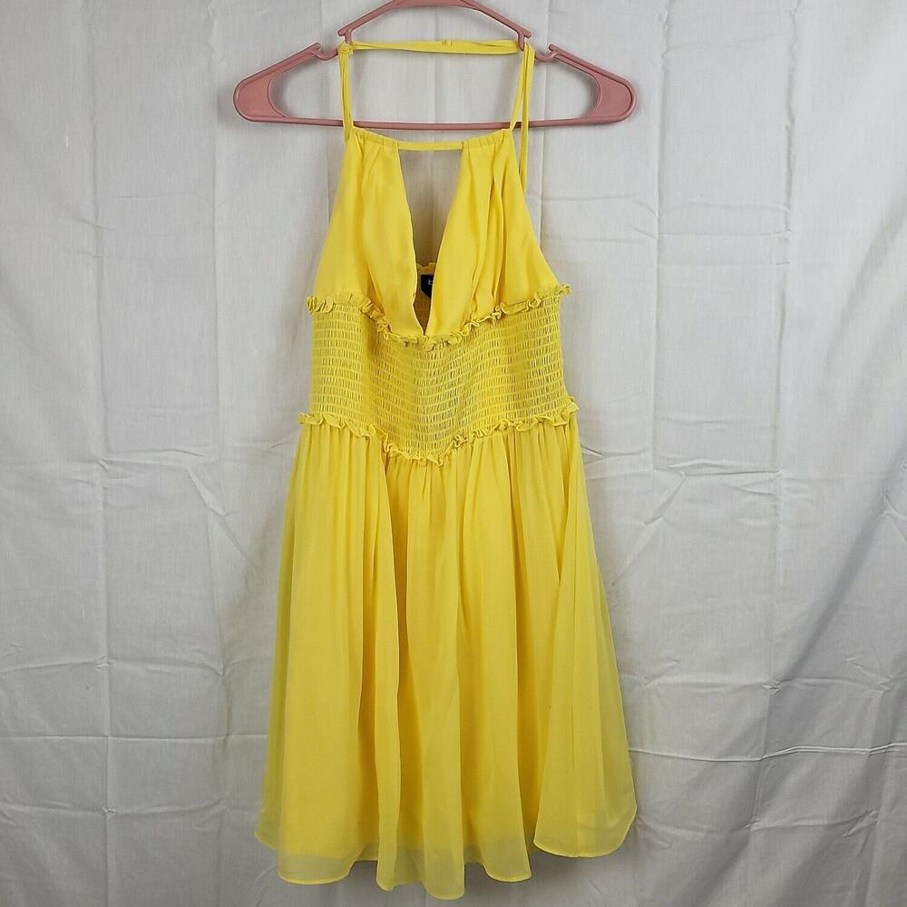 Bebe Womens Yellow Sleeveless Pullover Fit‎ And Flare Dress Size Medium